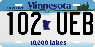 MN license plate 102UEB