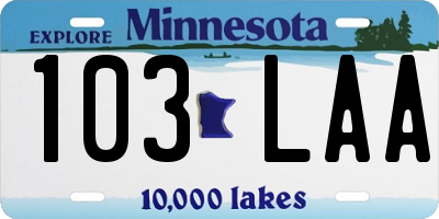 MN license plate 103LAA