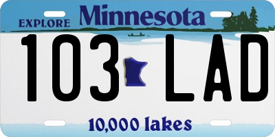 MN license plate 103LAD