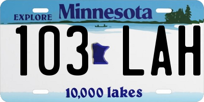 MN license plate 103LAH