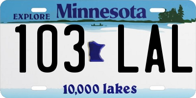 MN license plate 103LAL