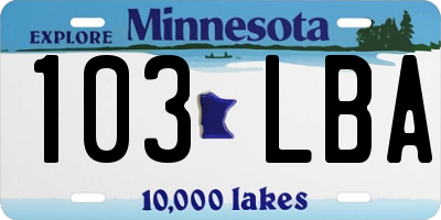 MN license plate 103LBA