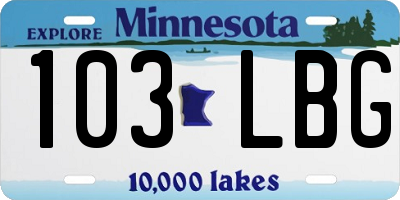 MN license plate 103LBG