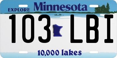 MN license plate 103LBI