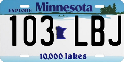 MN license plate 103LBJ