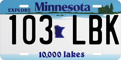 MN license plate 103LBK