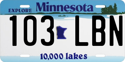 MN license plate 103LBN
