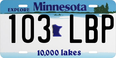 MN license plate 103LBP