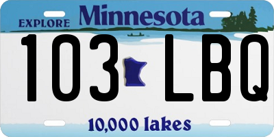 MN license plate 103LBQ