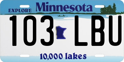 MN license plate 103LBU