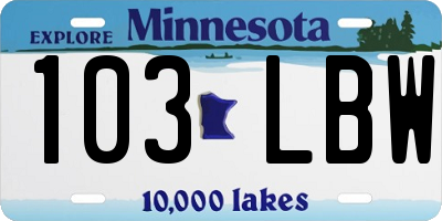MN license plate 103LBW