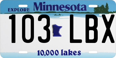 MN license plate 103LBX