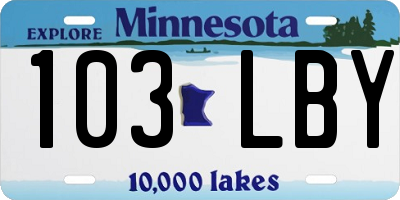 MN license plate 103LBY