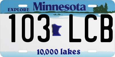 MN license plate 103LCB