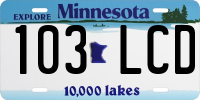 MN license plate 103LCD