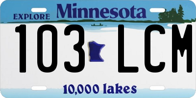 MN license plate 103LCM