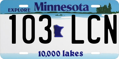 MN license plate 103LCN