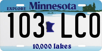 MN license plate 103LCO