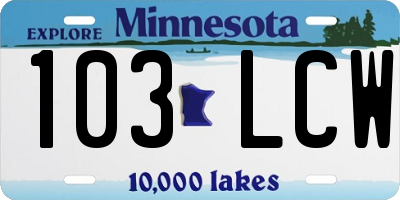 MN license plate 103LCW