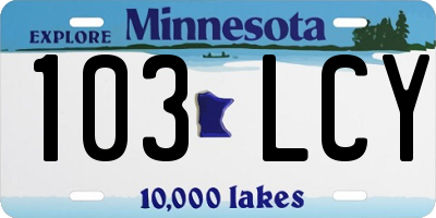MN license plate 103LCY