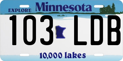 MN license plate 103LDB