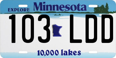 MN license plate 103LDD