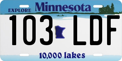 MN license plate 103LDF