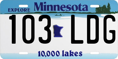 MN license plate 103LDG
