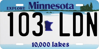 MN license plate 103LDN