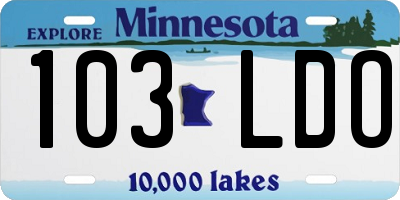 MN license plate 103LDO