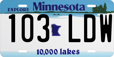 MN license plate 103LDW