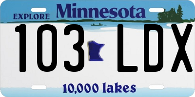 MN license plate 103LDX
