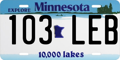 MN license plate 103LEB