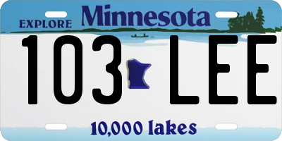 MN license plate 103LEE