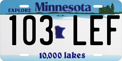 MN license plate 103LEF