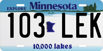 MN license plate 103LEK