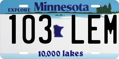 MN license plate 103LEM