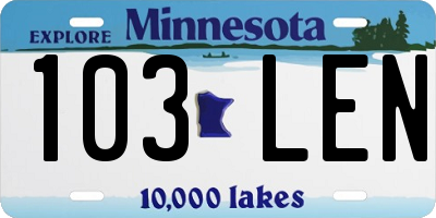 MN license plate 103LEN