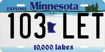 MN license plate 103LET