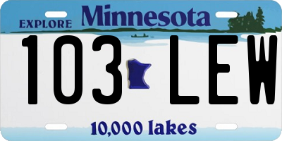 MN license plate 103LEW