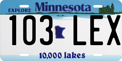 MN license plate 103LEX