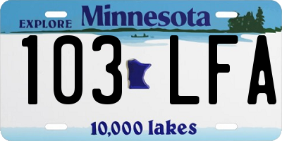 MN license plate 103LFA