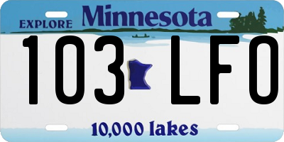 MN license plate 103LFO