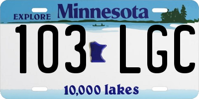 MN license plate 103LGC