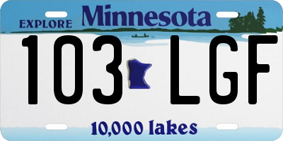 MN license plate 103LGF
