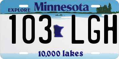 MN license plate 103LGH