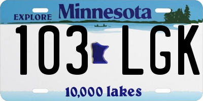 MN license plate 103LGK