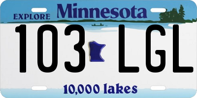 MN license plate 103LGL