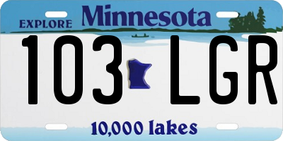 MN license plate 103LGR