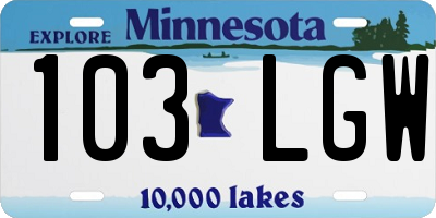 MN license plate 103LGW